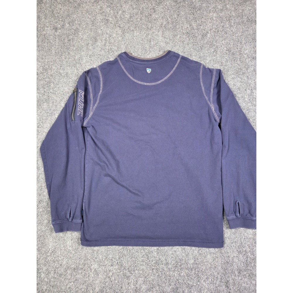 Kuhl Wildfibre Shirt Mens Medium Blue Long Sleeve Organic Cotton Zipper Pocket